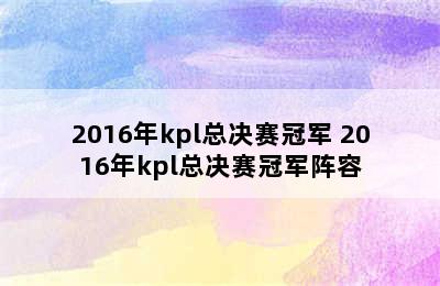 2016年kpl总决赛冠军 2016年kpl总决赛冠军阵容